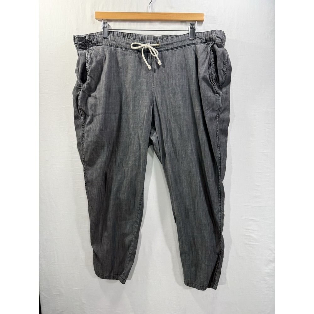 Eileen Fisher Gray Tencel Organic Cotton Drawstring Pants Women's Large Cropped